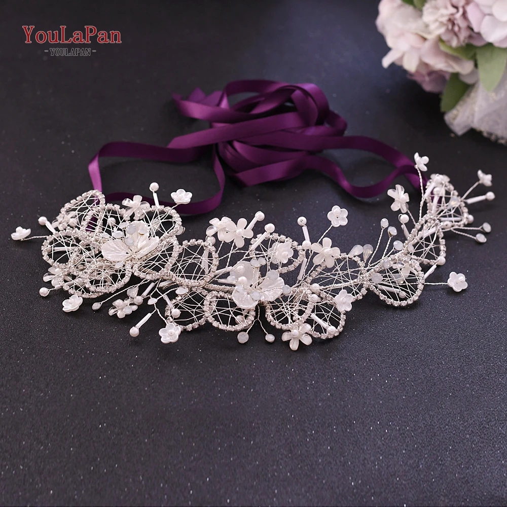 Purple ribbon YouLaPan SH246 черный и белый формальный пояс для женщин свадебный пояс Стразы пояс для свадебного платья пояс цветочный Хрустальный пояс лента - Цвет: Purple ribbon