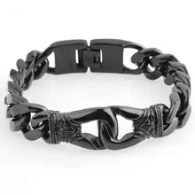 Ретро черный браслет цепочка для мужчин 15 мм широкая Тяжелая нержавеющая сталь мужские браслеты крутой Панк мужской ювелирный браслет