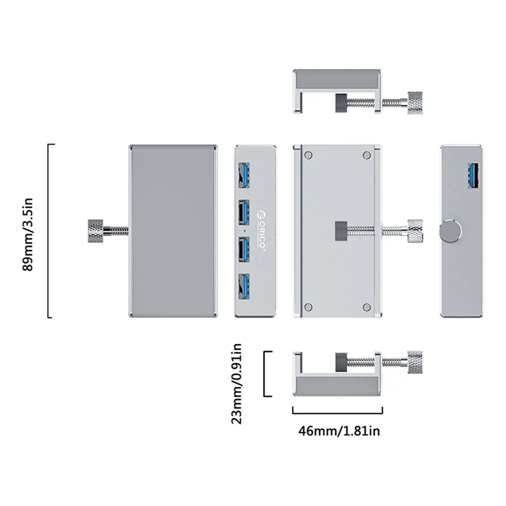 ORICO алюминиевый 4 порта USB 3,0 зажим концентратор с питанием высокая скорость 5 Гбит/с передача данных для MAC OS PC(MH4PU-P