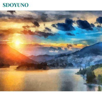 

SDOYUNO 60x75cm Painting By Numbers Frameless Digital Painting Landscape DIY Pictures by numbers On Canvas