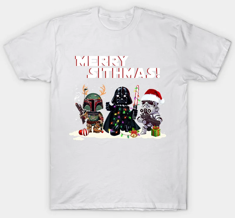 Футболка с надписью «Star Wars Merry Sithmas», Дартом Вейдером, рождественским праздником, хороший подарок - Цвет: men white