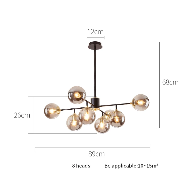 Lustre para Sala de Estar Nordic Quarto Cozinha Moderna Bola Vidro Ouro Molecular Teto Pendurado Luminária Led 14 Computers & Electronics