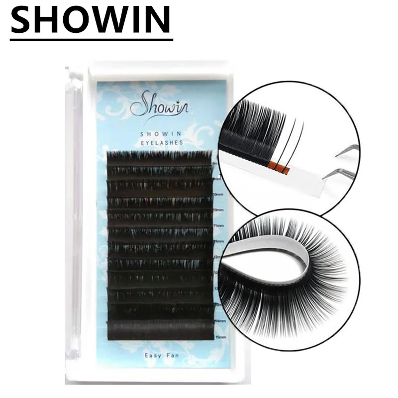 

2 Case 0.05mm Easy Fan Bloom Eyelash Extension Austomatic Flowering Fast Fan Self-Making Fans Volume Lashes Faux Eyelash