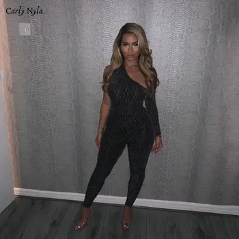 

Carly Nyla black sexy backless one-shoulder long sleeve spring summer jumpsuit 2020 new office lady daily party jumpsuit mujer