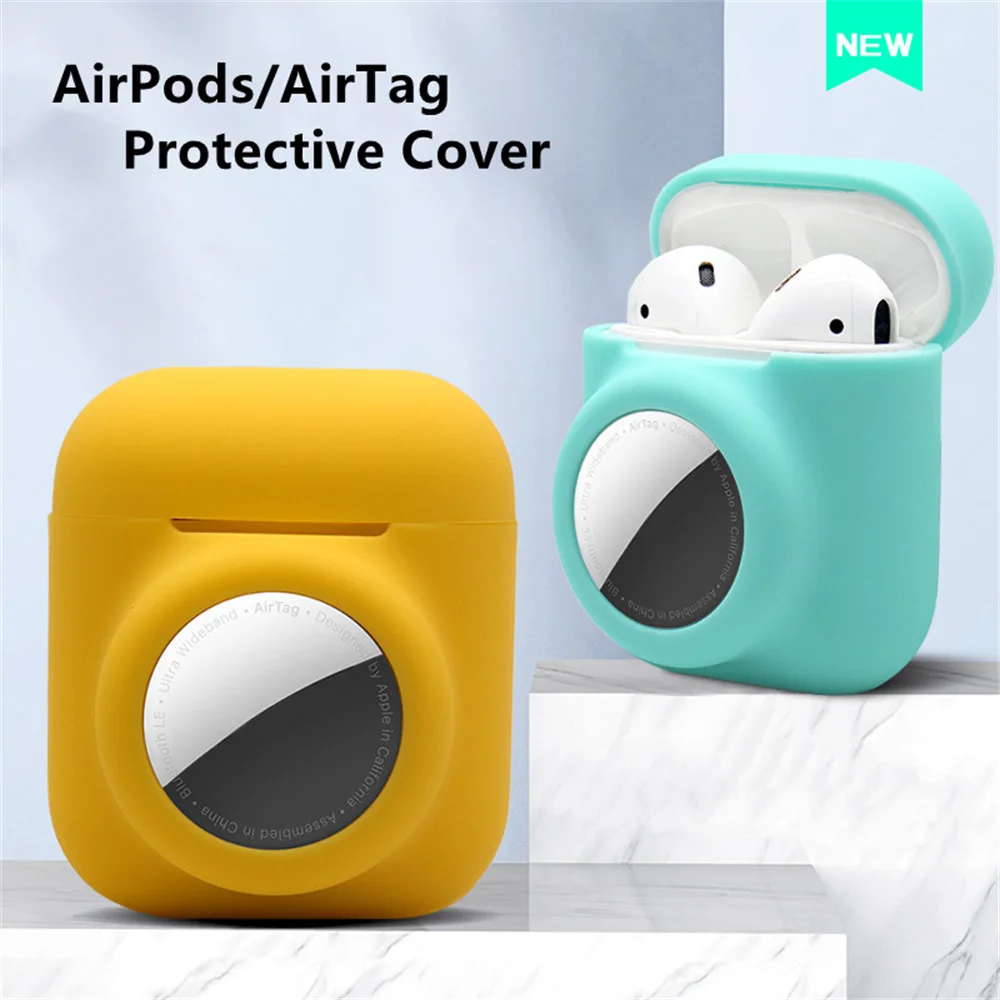 Прочный мягкий силиконовый чехол 2 в 1 для Apple AirTag s наушников AirPods предотвращения