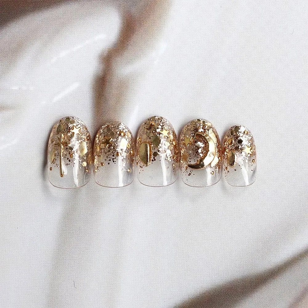 20PCs INS Moon Alloy Nail Art Decorations Rose Gold 3d New Arrive Charms Nail Studs DIY Manicure Japanese Jewelry Accessory Hot