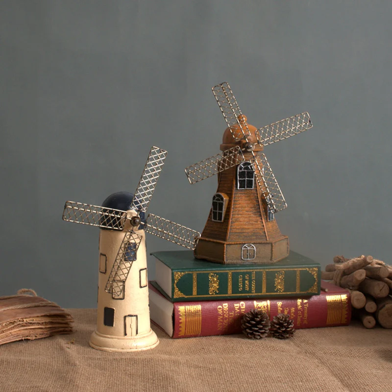 4 цвета Винтаж смолы украшение ветряная мельница Копилка голландский ветряные