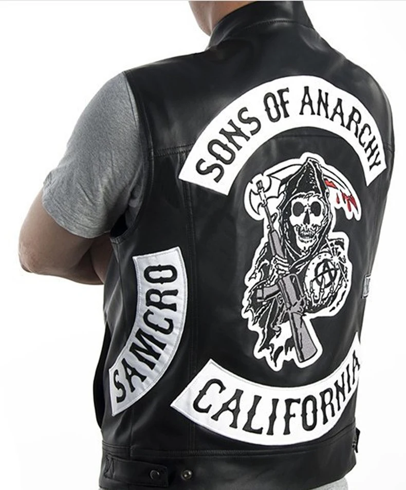 Мужские мотоциклетные весенние куртки SOA панк черный мотоциклетный жилет Sons of Anarchy кожаная мотоциклетная куртка жилет