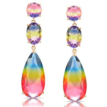 

GODKI 60mm Long New Charms Multicolor AAA Crystal Dangle Earrings Trendy Statement Water Drop Earrings For Women Fashion Jewelry