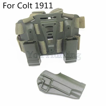 

For colt 1911 Magazine Paddle Thigh Holster 1911 Gun Holster Tactical 1911 Hard Poymer Leg Holsters OD Green