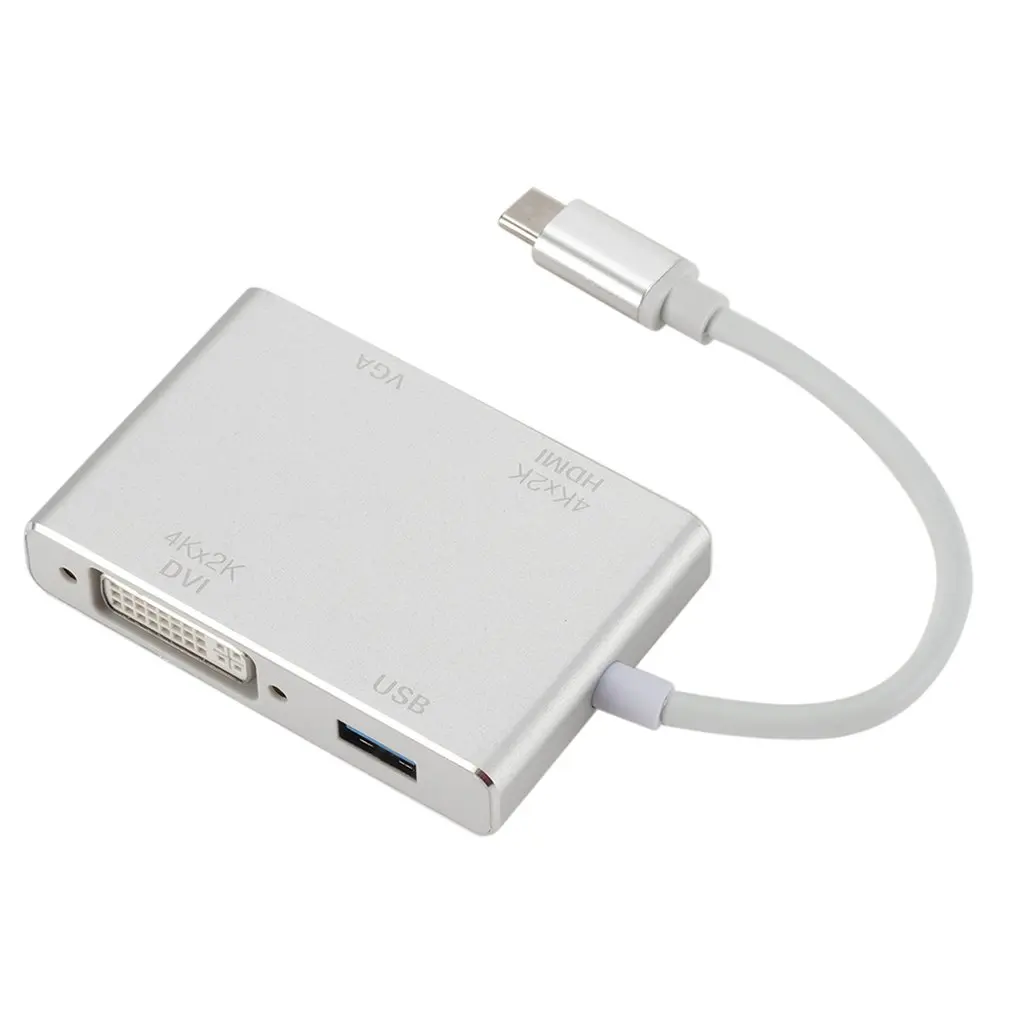 4 в 1 многофункциональная конвертер Тип с разъемами типа C и HDMI VGA, HDMI, DVI USB3.0 видео конвертер адаптер «Папа-мама»