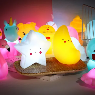2021 Cute Unicorn Cloud Star Moon Appease Glow Night Light Feeding Light Baby Sleeping Child for Kids Toys Lamp Christmas Gifts