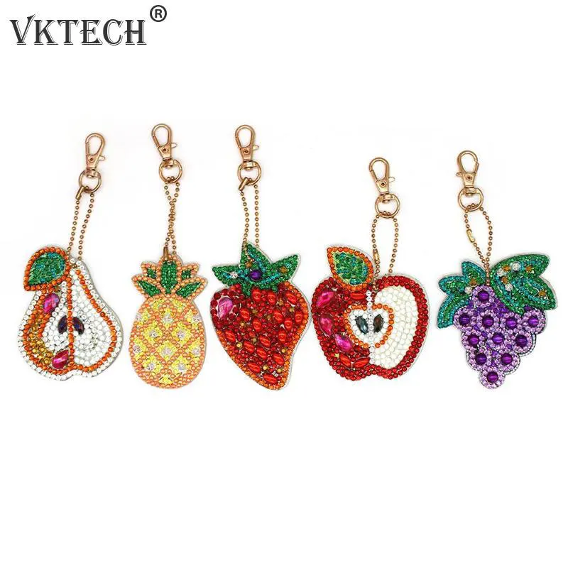 5pcs Fruit 5 шт./компл. брелок полностью своими руками с мультяшным изображением эмоций милые Животные «любящее сердце» брелок для ключей, алмазная вышивка крестиком на рисунке - Цвет: 5pcs Fruit