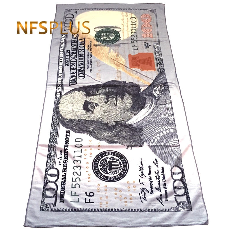 New 100 Dollar Microfiber Beach Towel Fast Drying Lightweight Absorbent Super Soft Smooth Travel Sports Bath 70x140cm|Спортивные