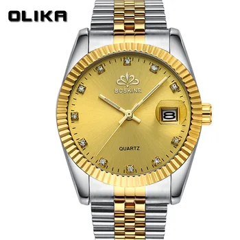 

TOP Brand Luxury Men Watches OLIKA Fashion Business Male Clock Waterproof Wristwatch Date Stainless Steel Men Sports Watch