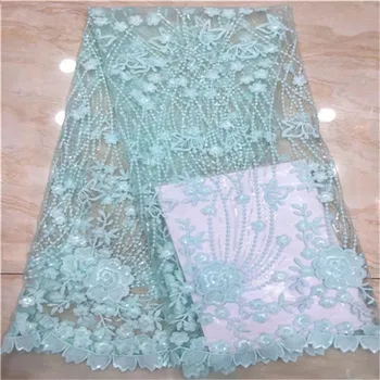 

New green pink Sequins Net Lace Fabric 2019 High Quality African Mesh Wedding Bride Dress Sewing Sequined Embroidered Material