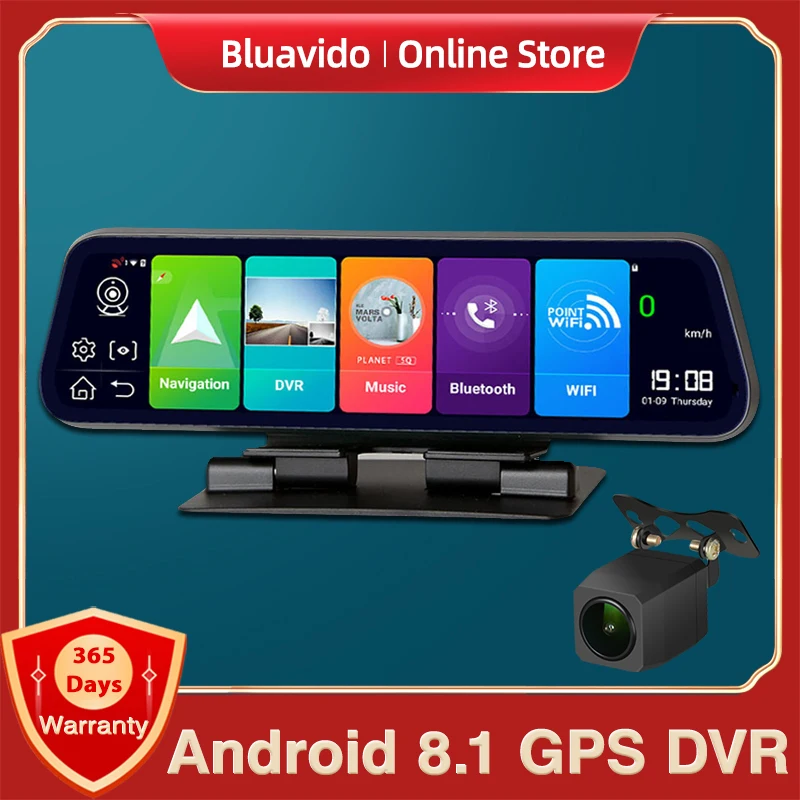 Bluavido 4G Android автомобильный видеорегистратор камера GPS-навигация ADAS Full HD 1920x1080