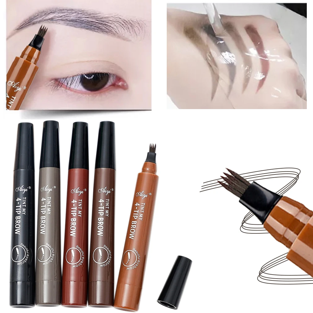 

Eyebrow Pen Waterproof Fork Tip Eyebrow Tattoo Pencil Long Lasting Professional Fine Sketch Liquid Eye Brow Pencil