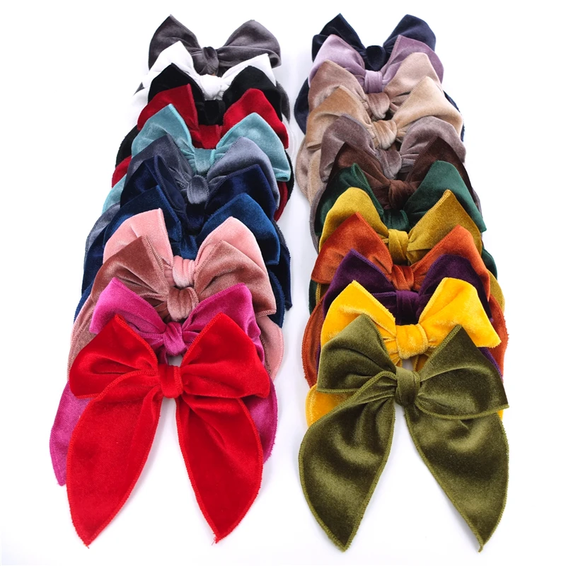 Fable Bow Hair Clips Baby Girls Women Linen Hemmed Hair Bow Clips Cotton Large Tails Hair Bows Accessories Hairgrips