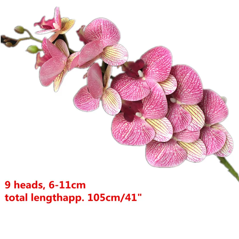 One Real Touch орхидеи бабочка фаленопсис белый/розовый/желтый искусственный Голубь из латекса Cymbidium орхидеи Цветы для свадебного украшения - Цвет: 105cm deep pink