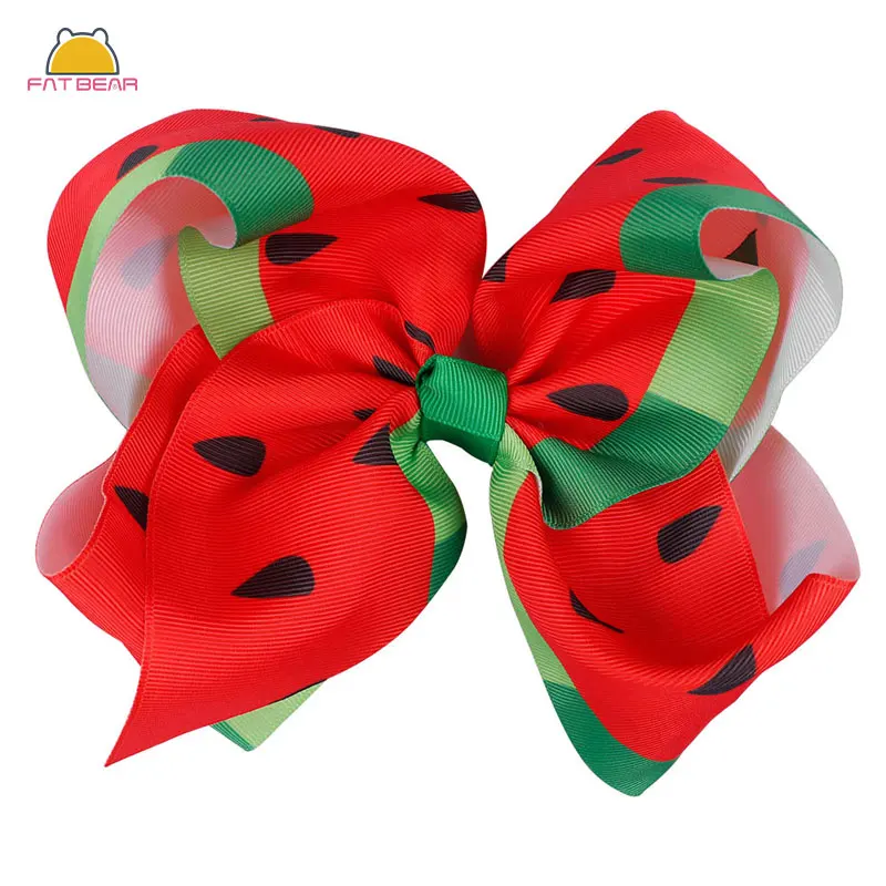 7-дюймовая лента с фруктами банты для волос летняя Стильная хлопковая головная