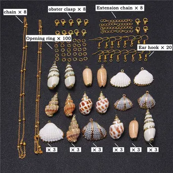 

DIY Jewelry Raw Material Package Shell Necklace Women Conch Pendant Drop Earrings Sunmmer Holiday Jewelry Sets For DIY Making
