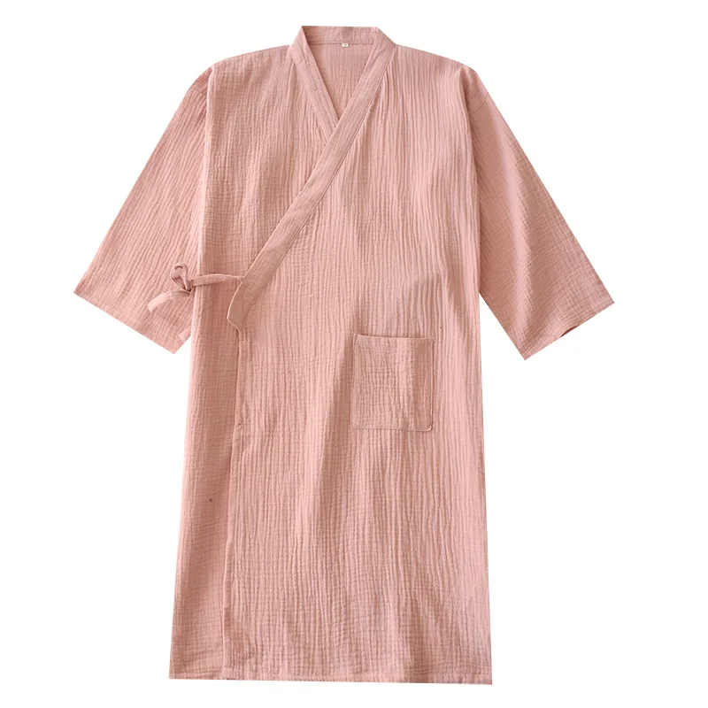 NHKDSASA Couple's Bath Robe Women Kimono Spring And Summer Nightgown Cotton Kimono Bathrobe Men Robe Home Service Pajamas
