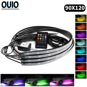 

90*120cm Multi-color Wireless Remote Control Music Voice Control Atmosphere Lamp Vehicle Chassis Car Lights 12V Decorative Light