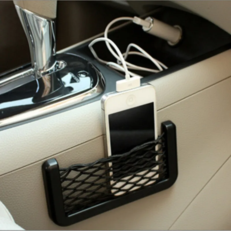 

Universal solid secure Organizer Net Car Seat Side Back Storage Net Bag Phone Holder Pocket Organizer Black Organizer Net
