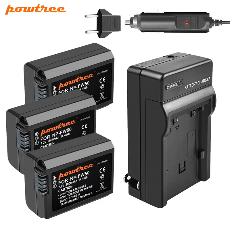 Powtree 2000 мА/ч NP FW50 Батарея AKKU емкостью + Зарядное устройство для sony NEX 7 5N 5R F3 3D Alpha a5000