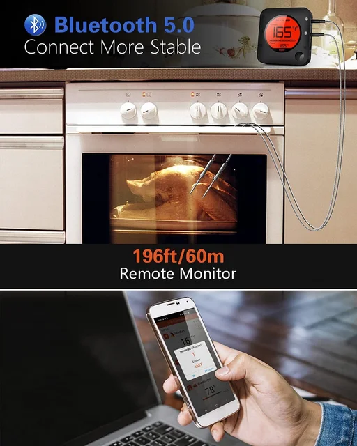 AIRMSEN Wireless Meat Thermometer, Smart Bluetooth Meat Thermometer wi –  AIRMSEN Home Appliances