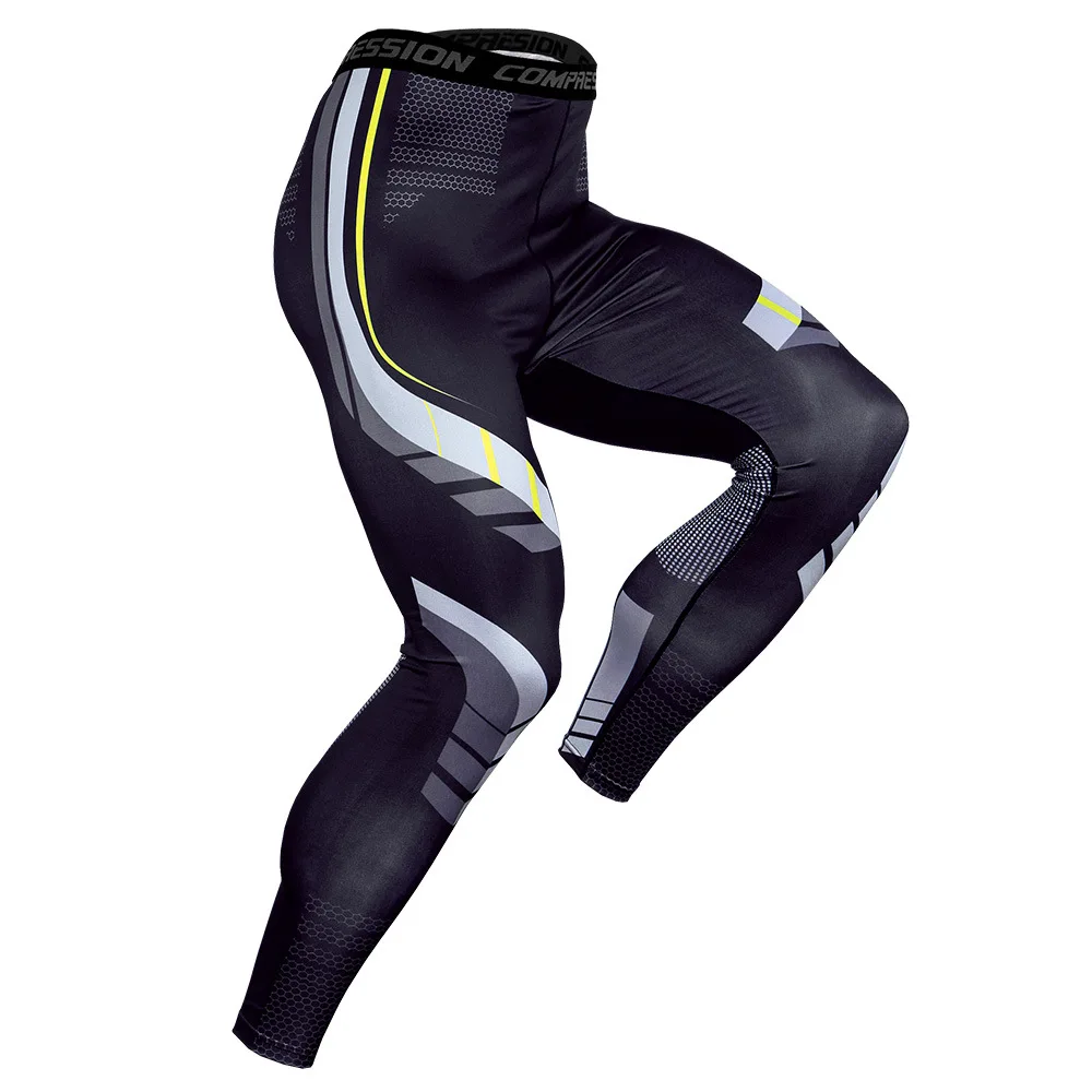 Колготки мужские спортивные баскетбольные леггинсы Высокие эластичные компрессионные штаны для бега тренировочные быстросохнущие штаны - Цвет: KC174