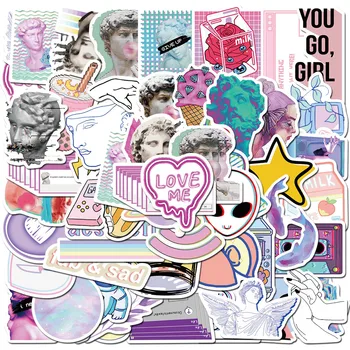 

50pcs Vaporwave Art Style Sticker For Laptop Computer Skateboard Luggage Refrigerator Notebook Decals Cartoon Graffiti Stickers