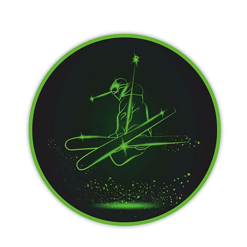 

Personality Car Sticker for Green Neon Skier Skiing Vinyl Waterproof Car Window Quality Accessories Decorative PVC 13cm X 13cm