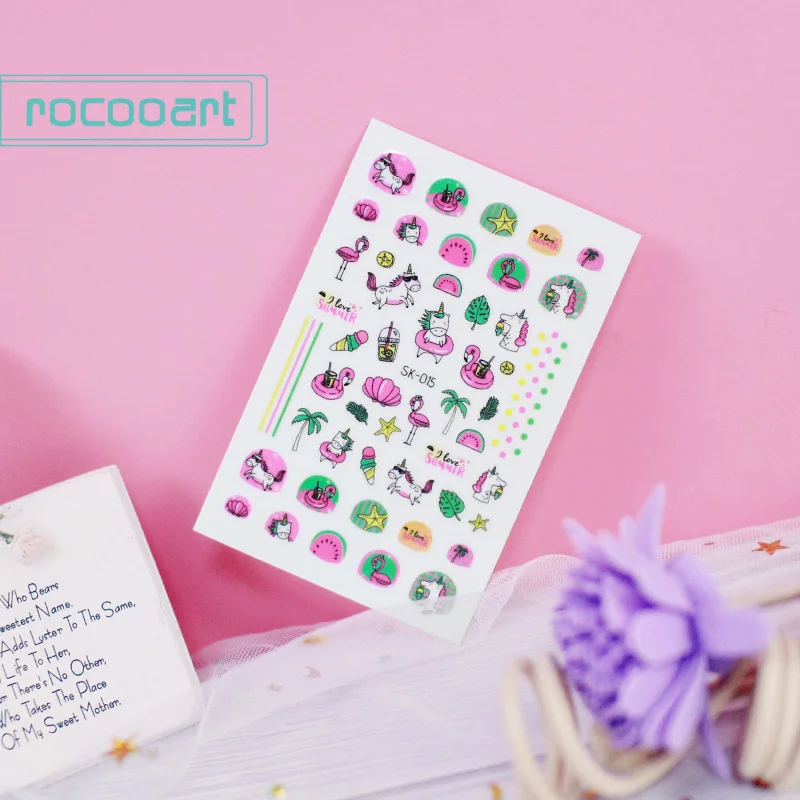 SK-015 Rocooart beauty, мультипликационный рисунок, детские наклейки для ногтей, клей, сделай сам, искусство для ногтей, тату, временно, наклейки для ногтей, Декор - Цвет: SK-015