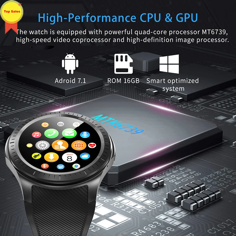 new 4G wifi Smart Watch Bluetooth 4.0 Smartwatch 4G MTK6739 Android 7.1 Quad Core Wristwatch With Heart Rate monitor GPS watch