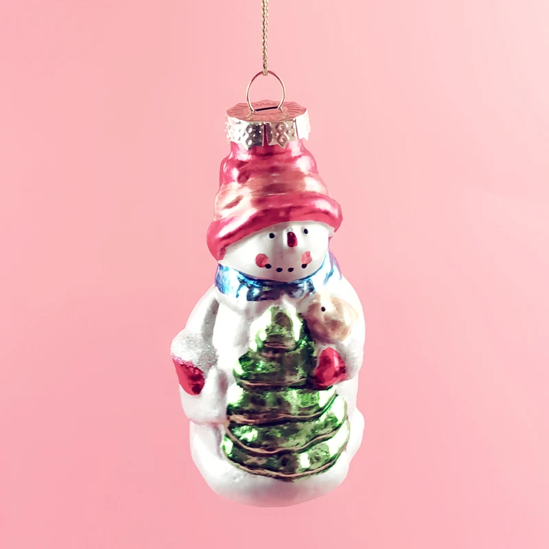 Christmas tree decorations glass creative ornaments small pieces of gifts export 3 inch multi-style snowman