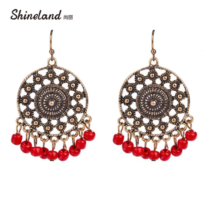 Blue-Red-Color-Imitation-Gemstone-Jewelry-Beads-Drop-Earrings-for-Women-Fashion-Ethnic-Style-Earring-New