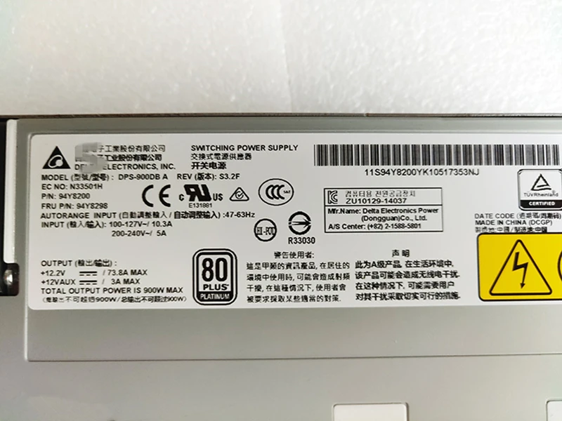 Блок питания для Lenovo, IBM X3550 X3650M5 900W Питание DPS-900DB в 94Y8200 94Y8148 94Y8147