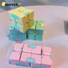 Macaron infinito cubo blocos dobrável cubo figet brinquedo para crianças brinquedos fidget simples flip cubos adulto magia crianças autismo adhd 2021