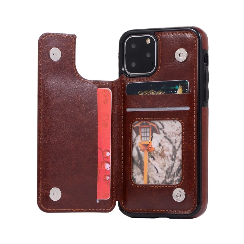 for IPhone 11 Pro Magnetic Wallet Case Card Slot Shockproof Flip Cover 5.8 Inch - Цвет: Brown