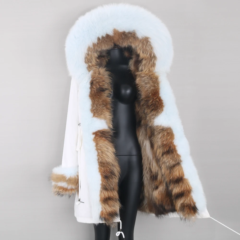 2022 Winter Jacket Women Real Fur Coat Silver Fox Color Matching Thick