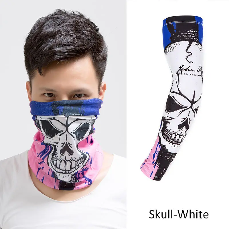 Skull-White-M 1 комплект, летняя маска для рта и лица с буквенным принтом, ледяная крутая маска унисекс, модная маска с рукавами, уличная Солнцезащитная маска для лица - Цвет: Skull-White-M