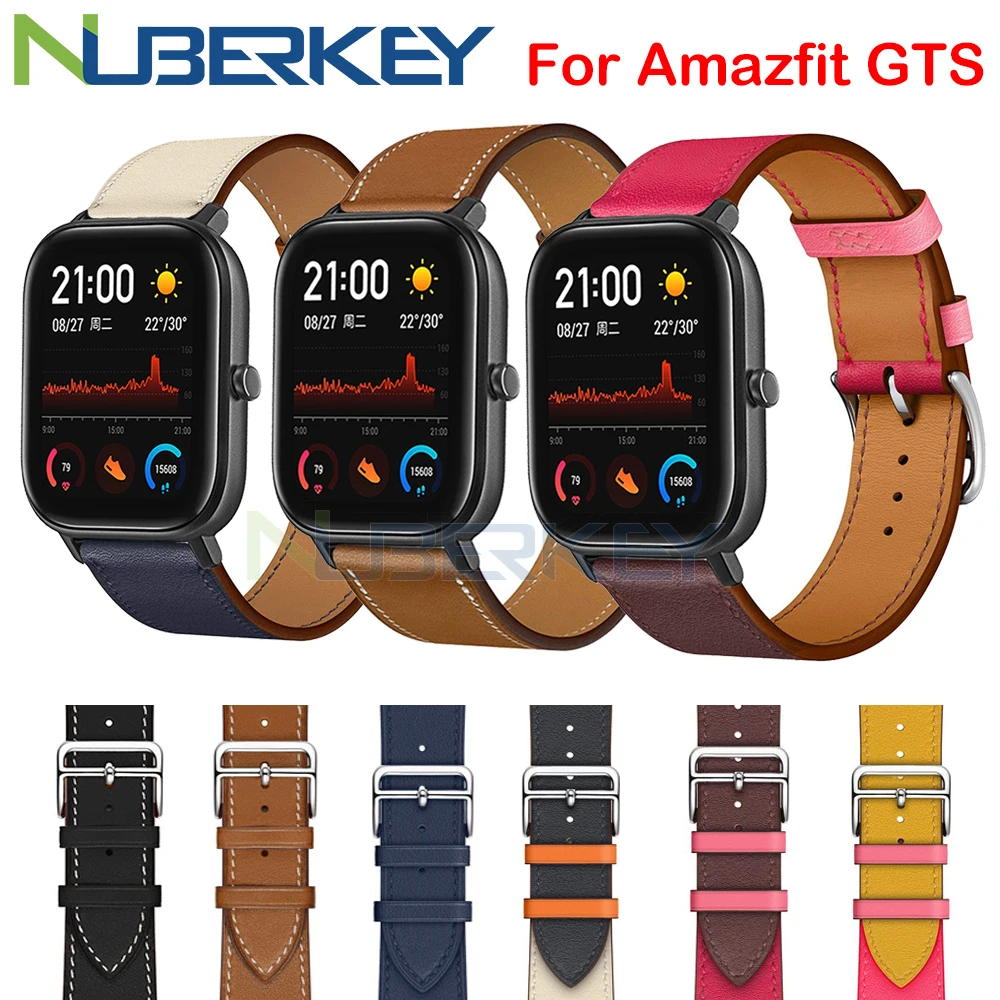 Ремешок для часов из натуральной кожи Huami Amazfit GTS / 2 ремешок Xiaomi GTR 42 мм BIP сменный
