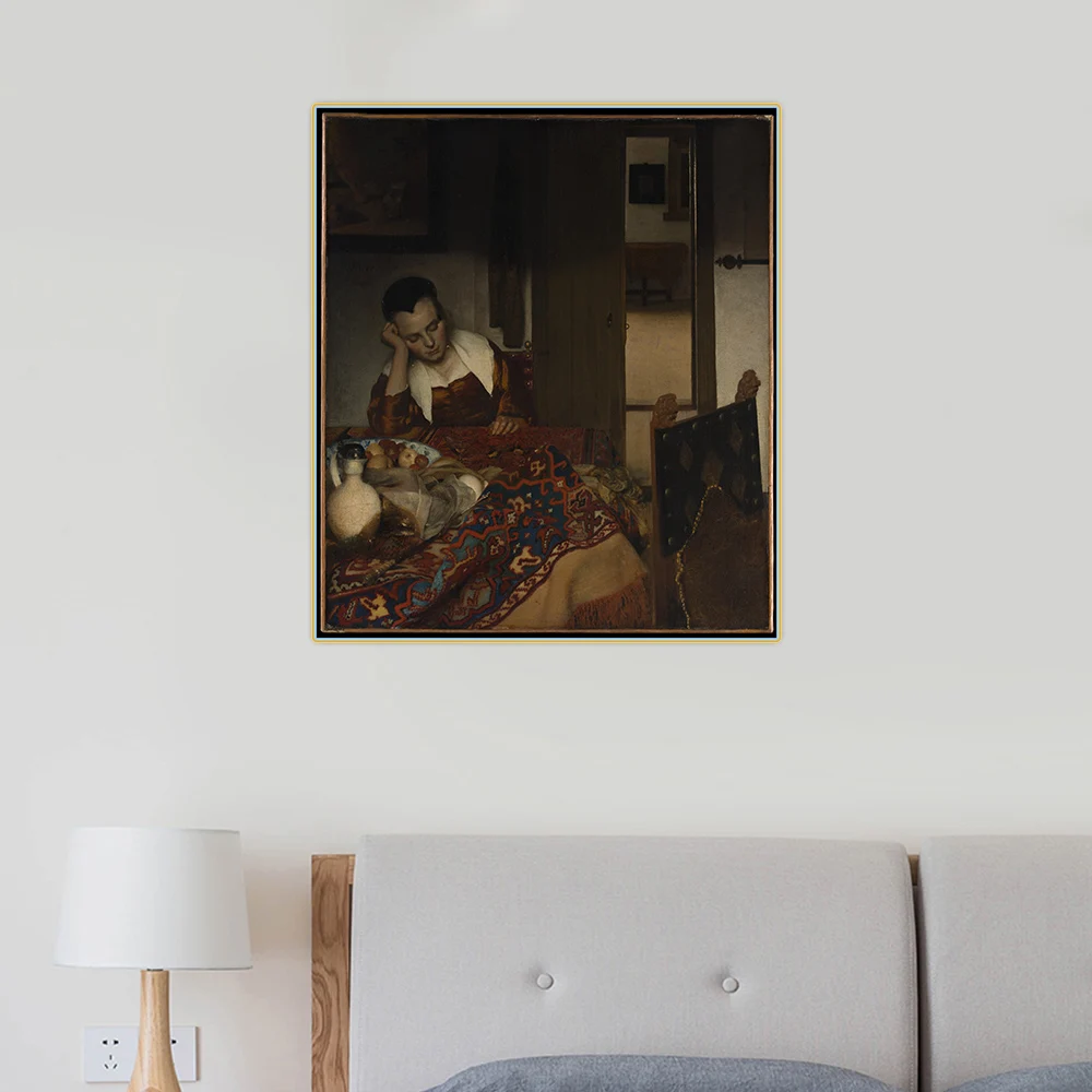Citon Johannes Vermeer Canvas A Maid Sleeping Холст Картина маслом художественное оформление картина