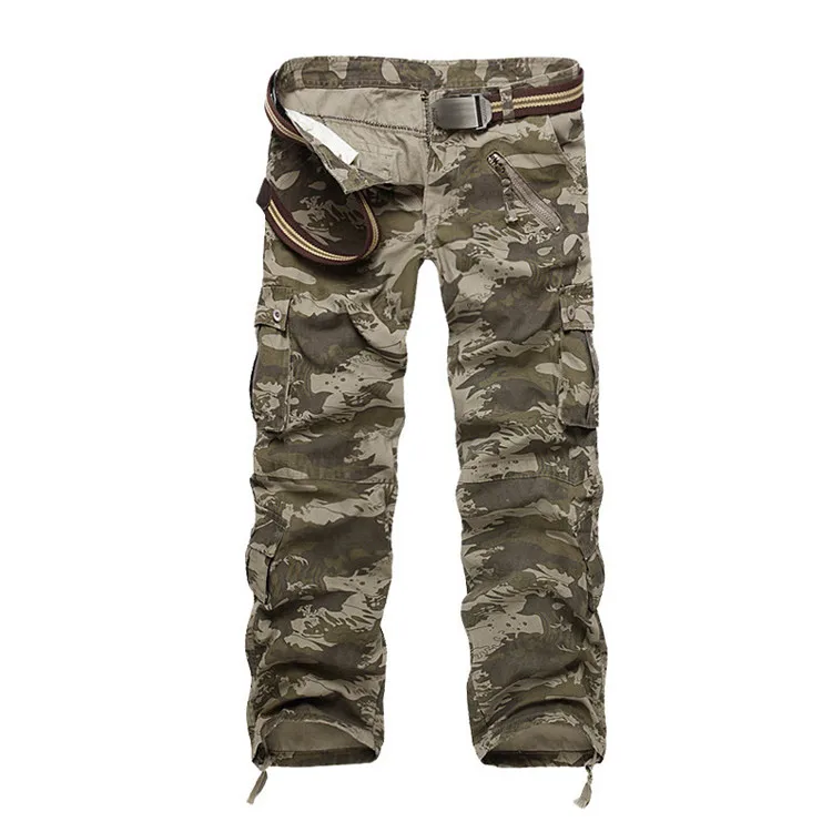Camouflage Earth Новые Брендовые брюки карго, мужские военные прямые брюки, мужские повседневные хлопковые камуфляжные длинные брюки с несколькими карманами, камуфляжные потертые брюки - Цвет: Camouflage Earth