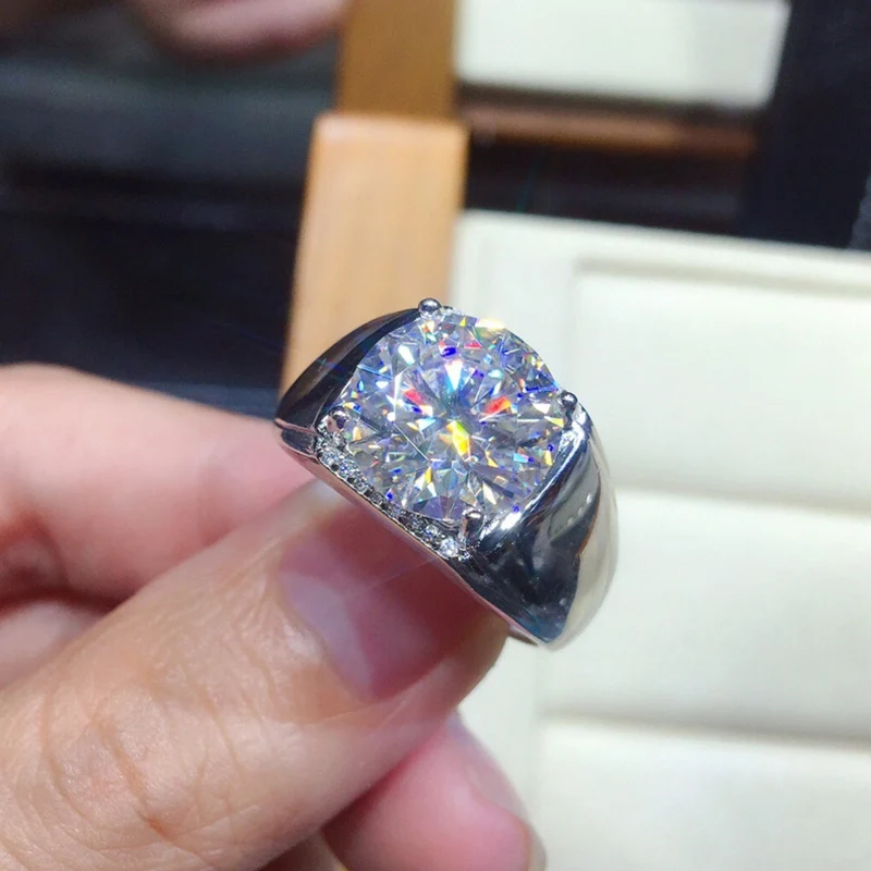 Кольцо с муассанитом для мужчин и женщин регулируемое обручальное ювелирное