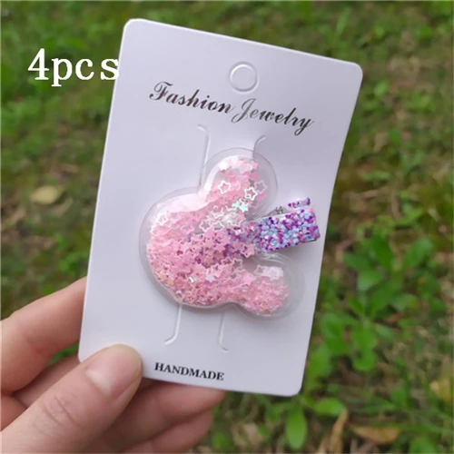 16-4pcs 4 шт./лот, заколки для волос с ушками Микки Мауса для маленьких девочек, разноцветные зыбучие пески, прозрачные заколки для волос со звездами и сердцем - Цвет: 16-4pcs
