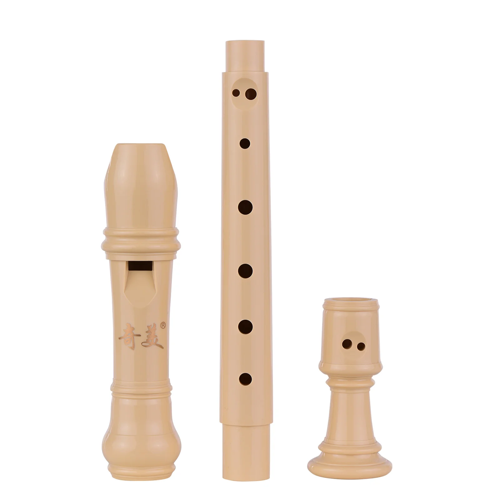 MotBach 3 Pack German Style 8 Hole Recorder Instrument Plastic Resin Soprano Descant Recorder with Cleaning Rod Ivory White Storage Bag 