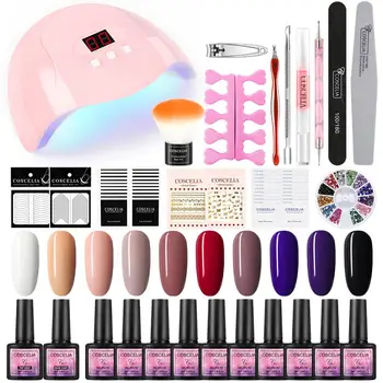 

COSCELIA Nail Set Gel Nail Polish Kit All For Manicure 36W UV LED Lamp Soak Off Gel Varnish For Manicure Nail Art Tools Set&Kit